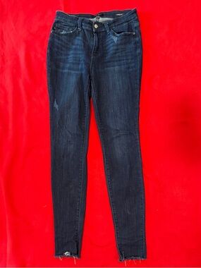 Judy Blue Colette Dark Wash Distressed Skinny Jeans Raw Hem - Size 9/29